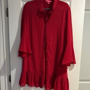 EUC Lilly Pulitzer red Linley beach coverup sz xl